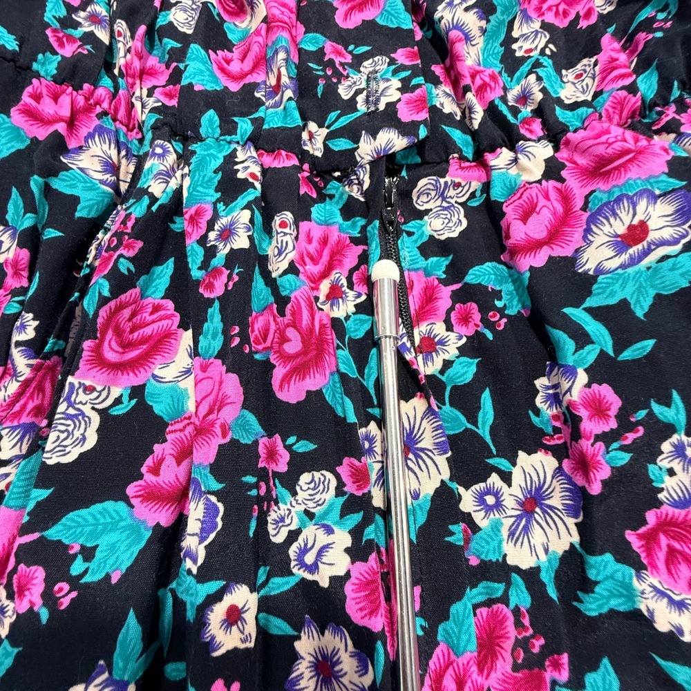 E.D. Michaels Floral Romper 9/10P Multicolor VTG 90s Cottagecore Shoulder Pads - Picture 10 of 15